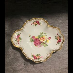 Hal-Sey Fifth Trinket or Candy Dish, Floral Antique Mid 20th Century